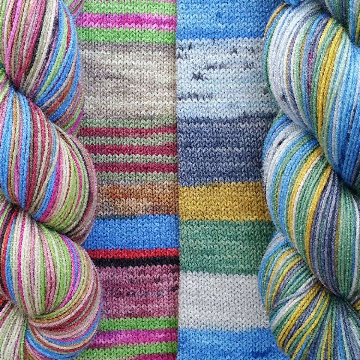 GOOD GUYS/BAD GUYS COMBO -companion skeins - Must Stash self striping sock yarn fun colorful knitting large skein twin matching double