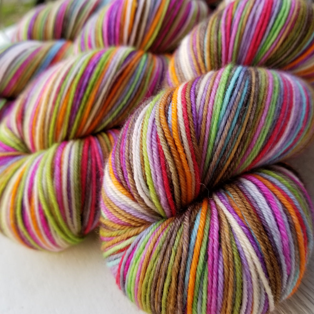 Woodstock (original) -perfect must match set - Must Stash self striping sock yarn fun colorful knitting large skein twin matching double