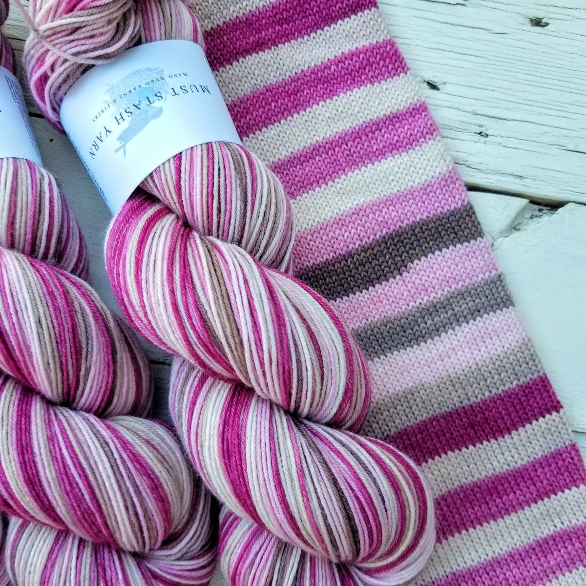 Raspberry Truffle -must match sock - Must Stash self striping sock yarn fun colorful knitting large skein twin matching double