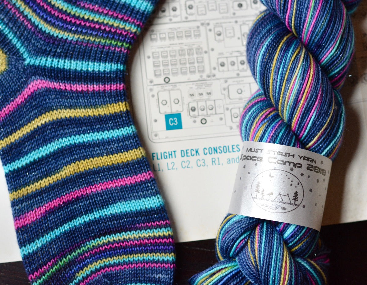 Cassiopeia -Camp KAL 2018 - Must Stash self striping sock yarn fun colorful knitting large skein twin matching double