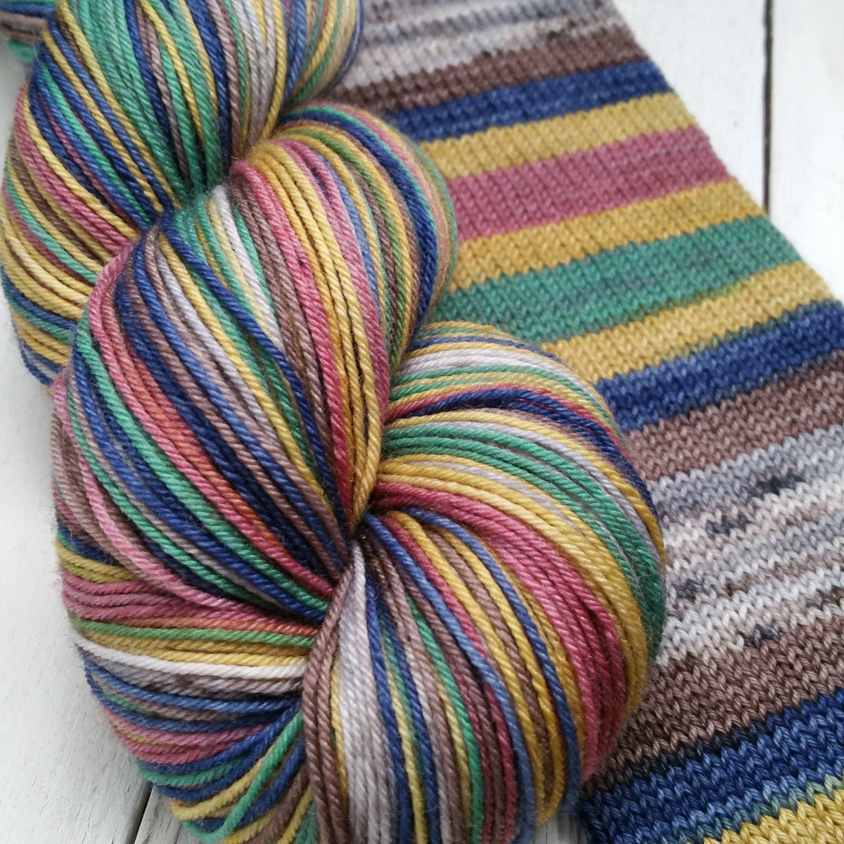 Father Christmas -must match sock - Must Stash self striping sock yarn fun colorful knitting large skein twin matching double