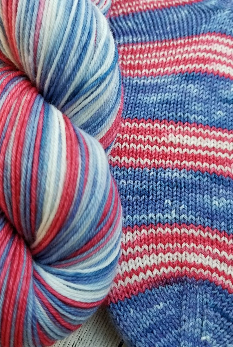 Old Glory - must match skeins - Must Stash self striping sock yarn fun colorful knitting large skein twin matching double