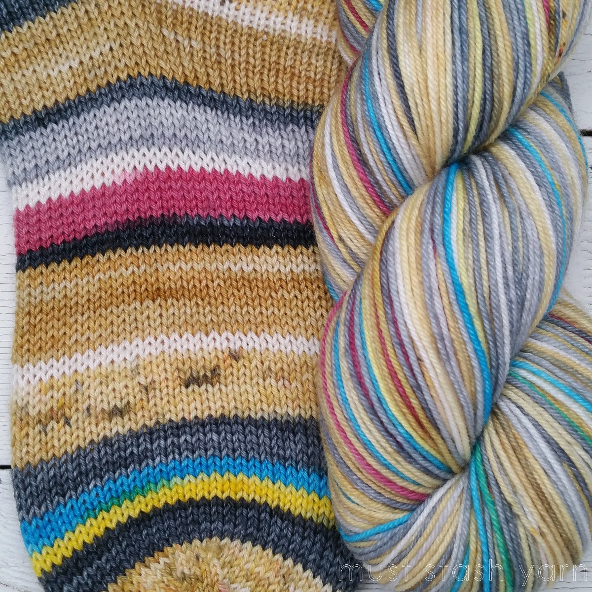 3PO - Galactic Battle -must match set - Must Stash self striping sock yarn fun colorful knitting large skein twin matching double