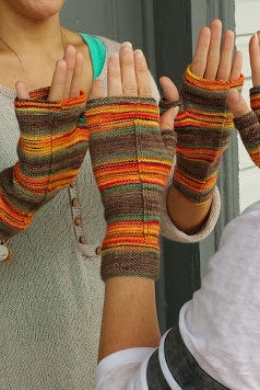 Let's Go Camping Fingerless Mitts Pattern - Camp KAL 2017 - Must Stash self striping sock yarn fun colorful knitting large skein twin matching double