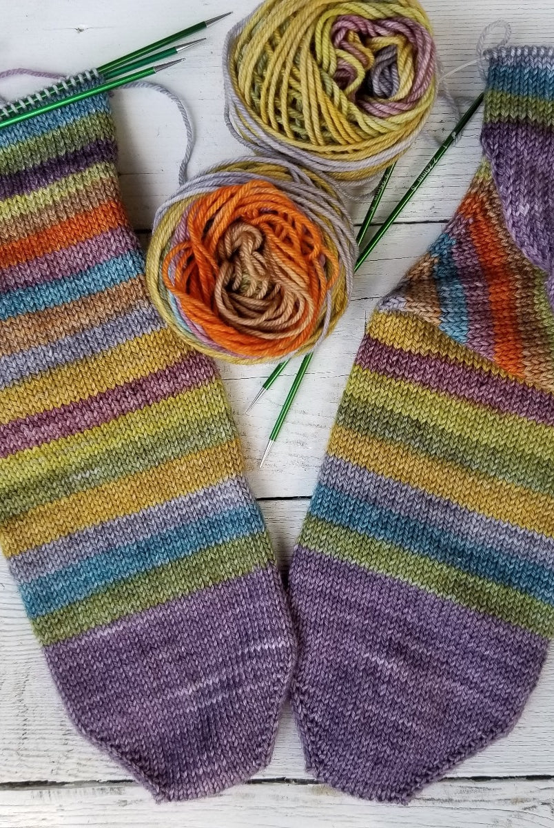 Bohemian -perfect must match set - Must Stash self striping sock yarn fun colorful knitting large skein twin matching double