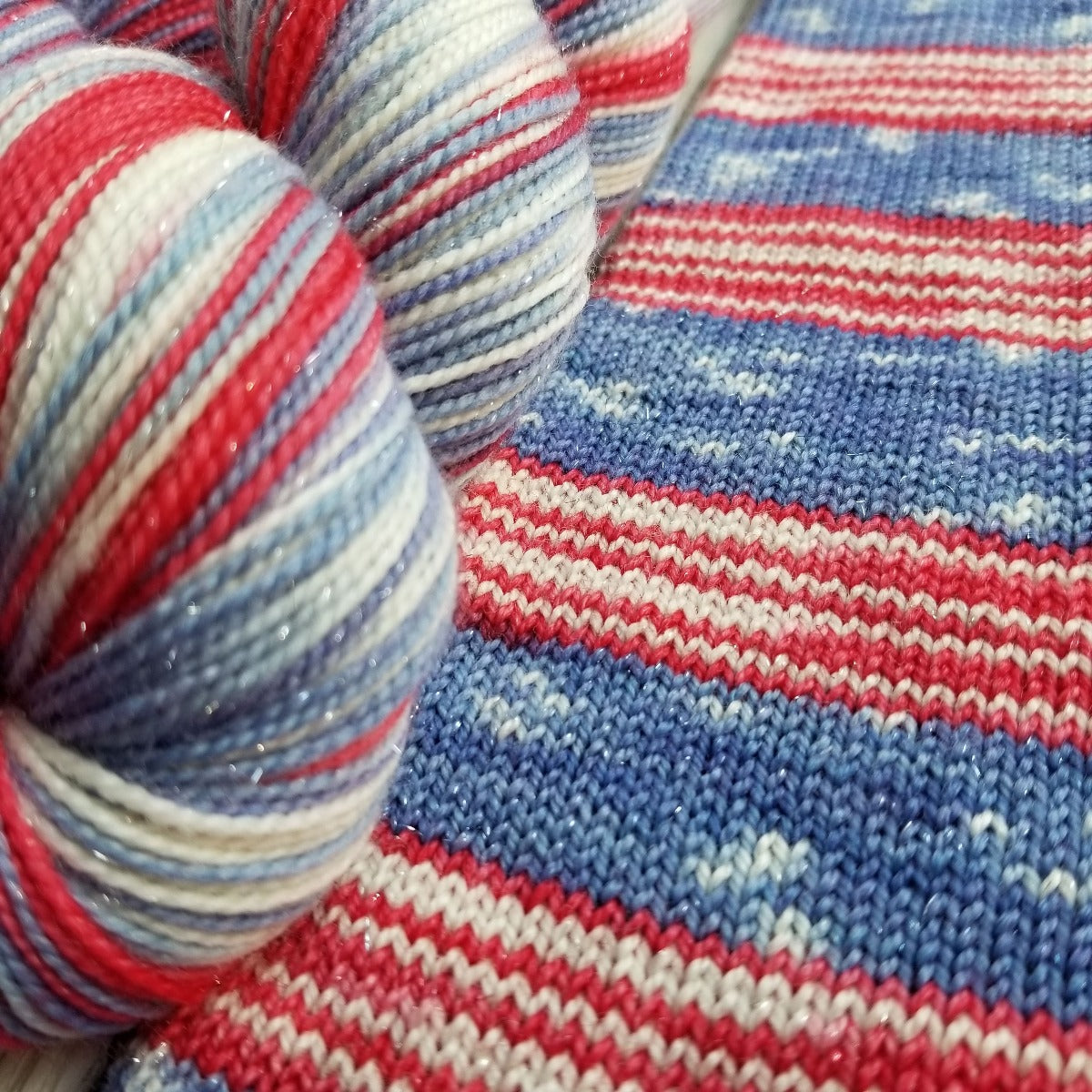 Old Glory - must match skeins - Must Stash self striping sock yarn fun colorful knitting large skein twin matching double