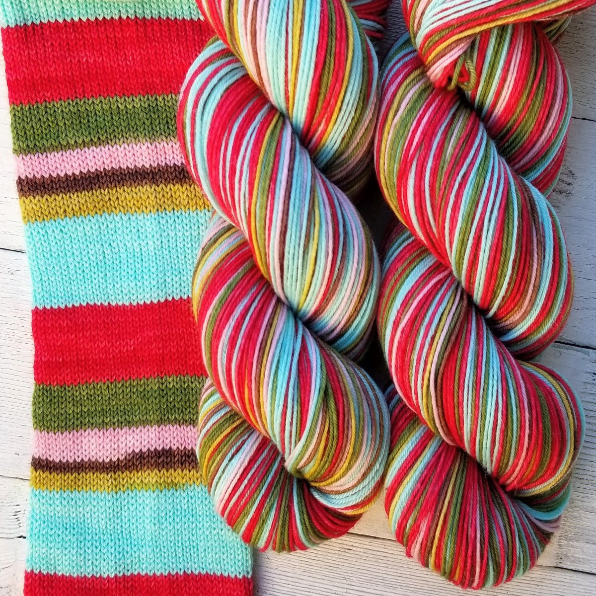 Nutcracker -must match sock - Must Stash self striping sock yarn fun colorful knitting large skein twin matching double