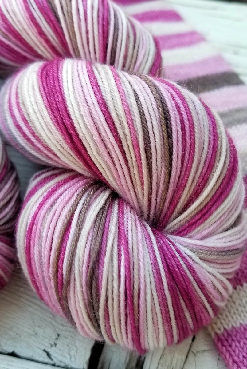 Raspberry Truffle -must match sock - Must Stash self striping sock yarn fun colorful knitting large skein twin matching double