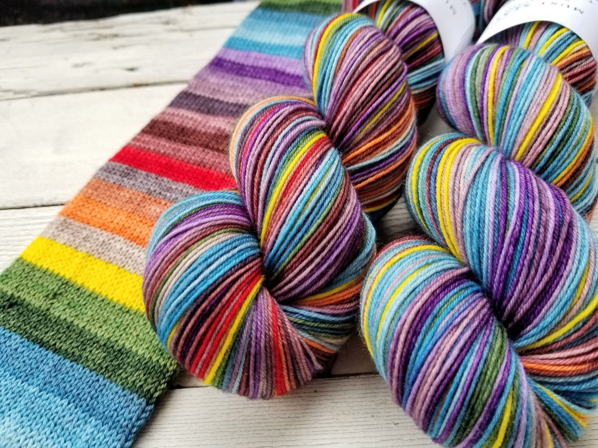 Mordor Fun Run -perfect must match set - Must Stash self striping sock yarn fun colorful knitting large skein twin matching double