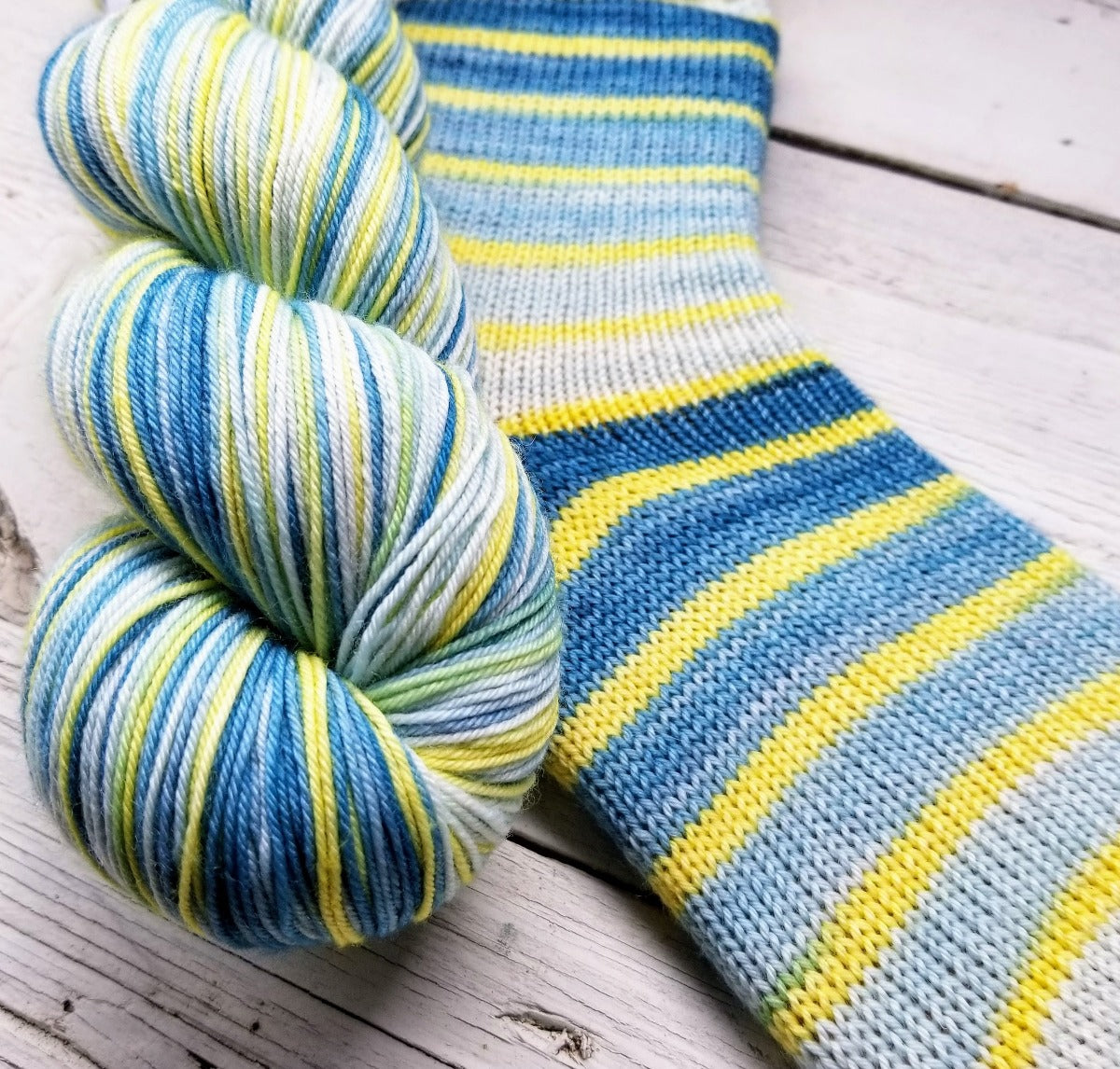 Yellow Submarine -perfect must match set - Must Stash self striping sock yarn fun colorful knitting large skein twin matching double