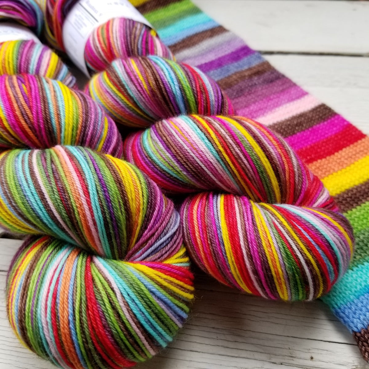 Woodstock 50 -perfect must match set - Must Stash self striping sock yarn fun colorful knitting large skein twin matching double