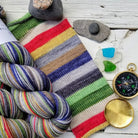 Not All Who Wander Are Lost -perfect must match set - Must Stash self striping sock yarn fun colorful knitting large skein twin matching double