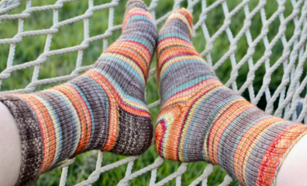 Let's Go Camping - Sport Socks Pattern - Camp KAL 2017 - Must Stash self striping sock yarn fun colorful knitting large skein twin matching double