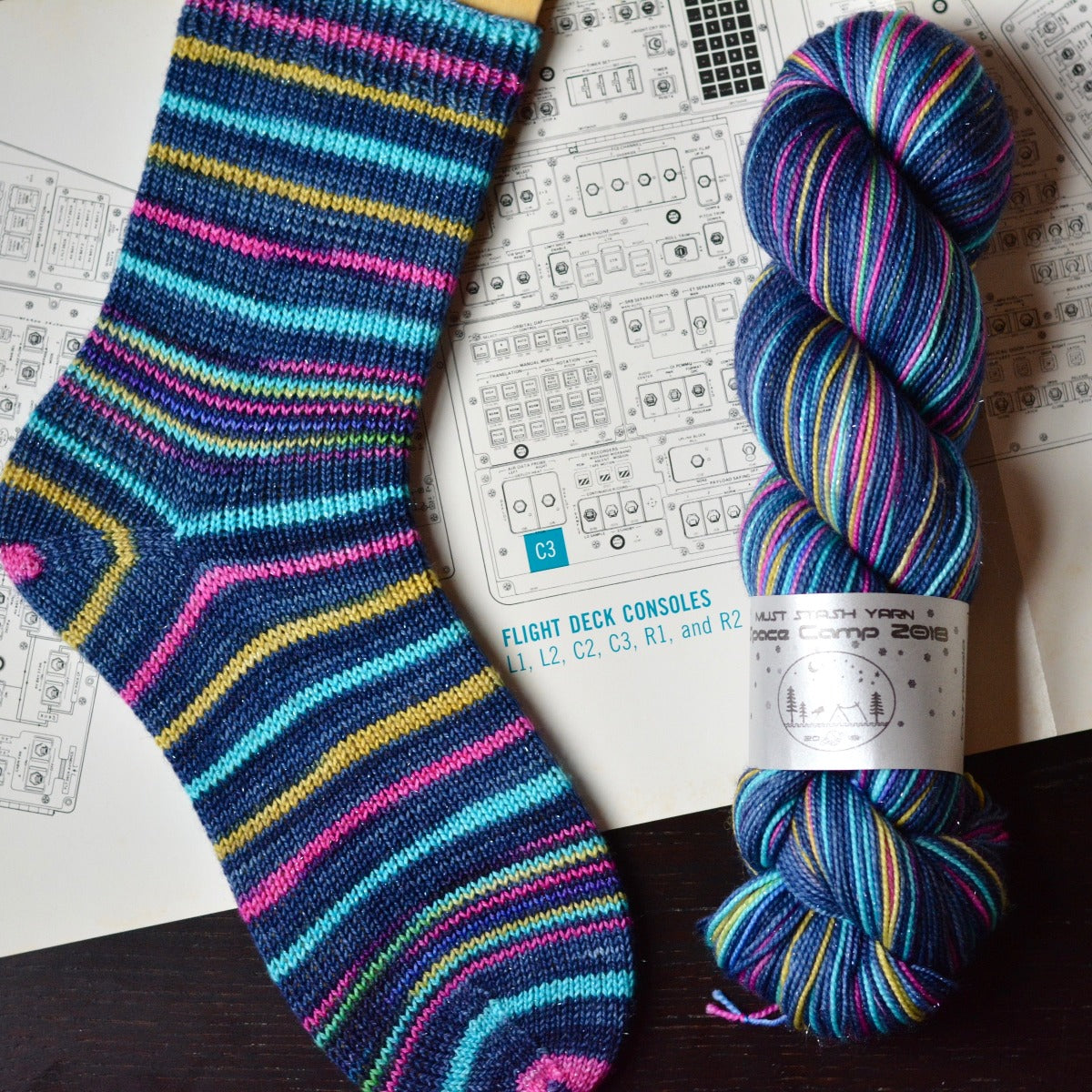 Cassiopeia -Camp KAL 2018 - Must Stash self striping sock yarn fun colorful knitting large skein twin matching double