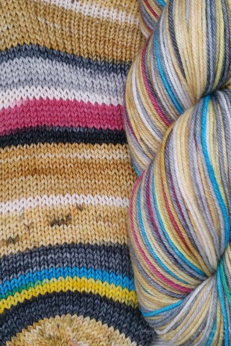 3PO - Galactic Battle -must match set - Must Stash self striping sock yarn fun colorful knitting large skein twin matching double